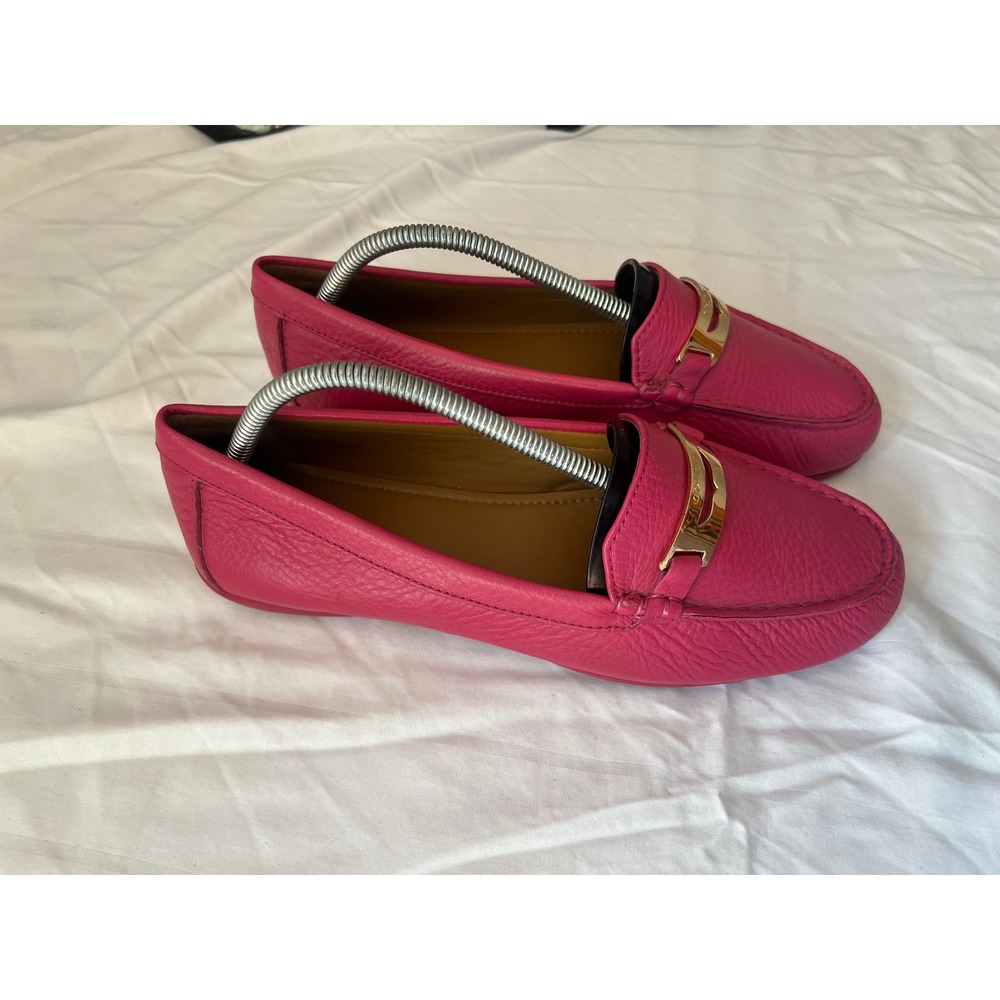 Coach Olympia Pink Pebbled Leather Loafers Gold Hardware Drivers Women's 8.5B - Picture 2 of 9